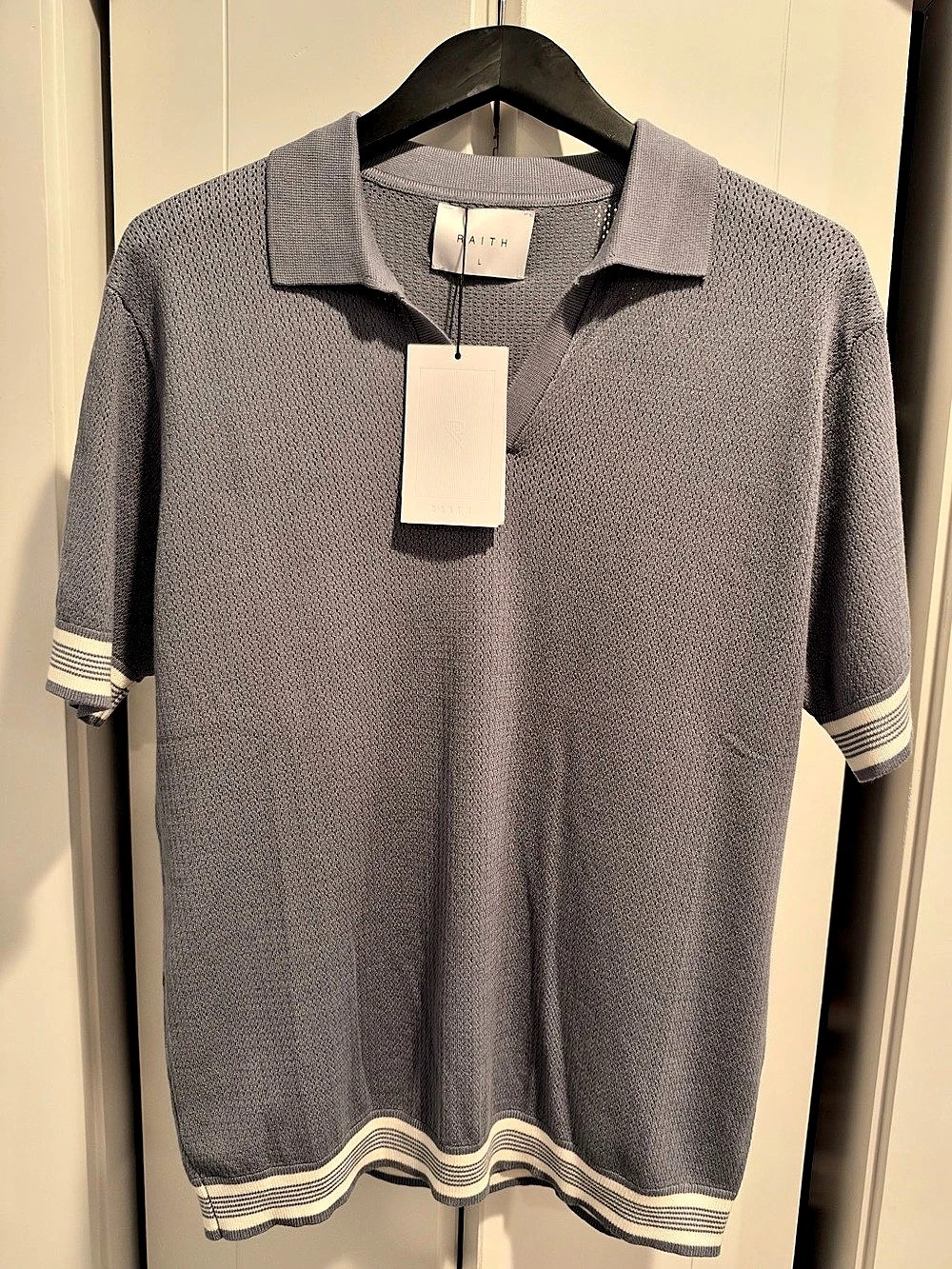 RAITH Knit Johnny Collar Polo Size L NWT